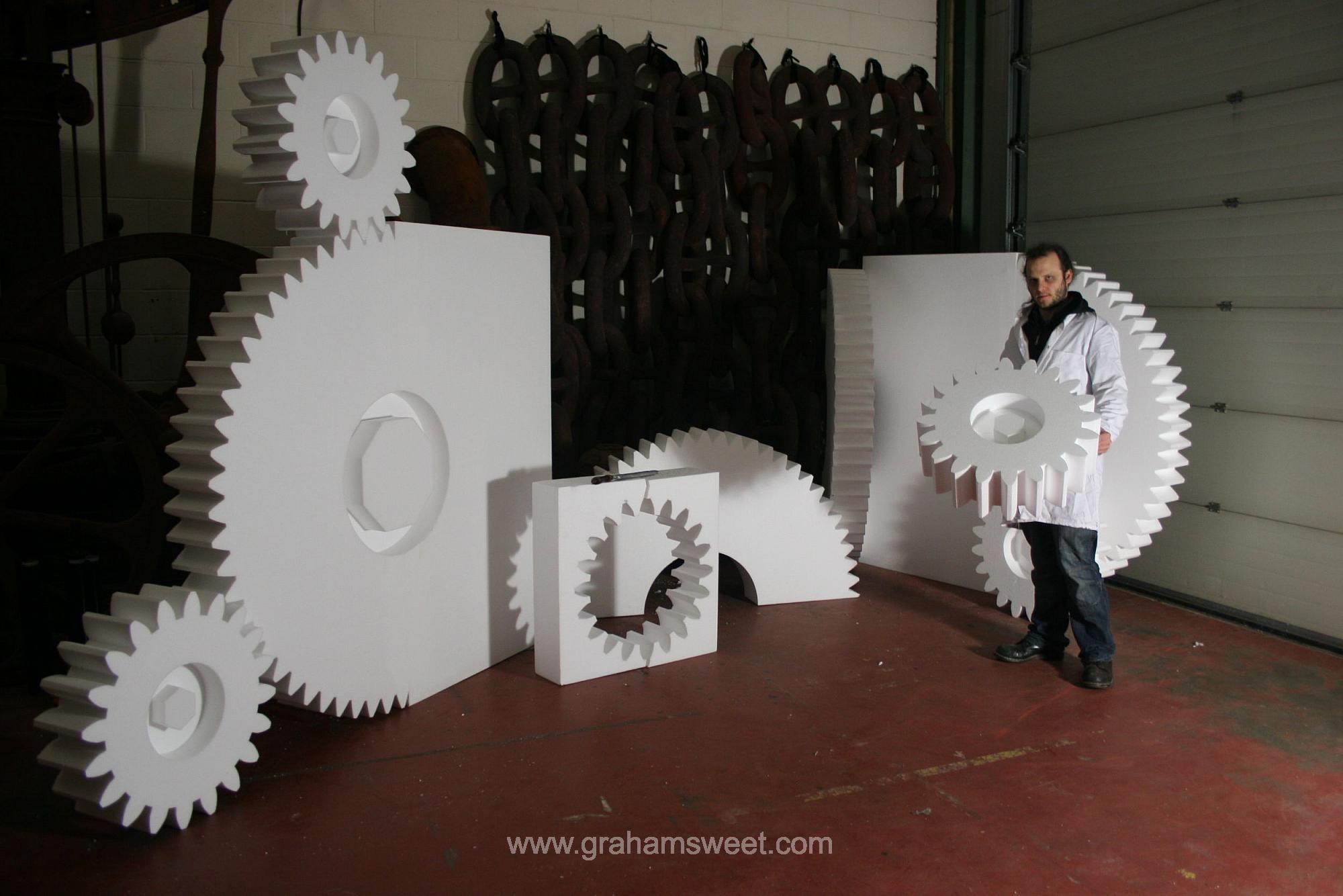 polystyrene cogs - for a tv show