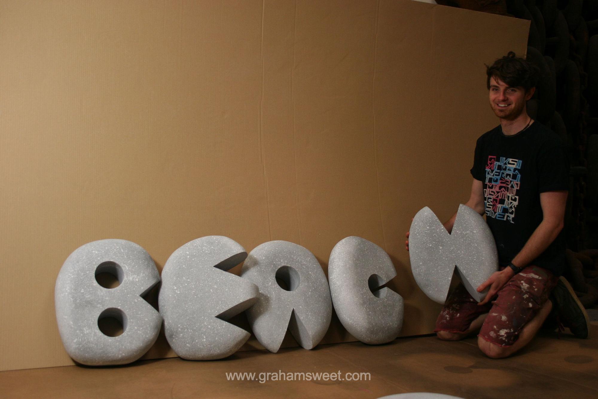 polystyrene letters - in the style of pebbles
