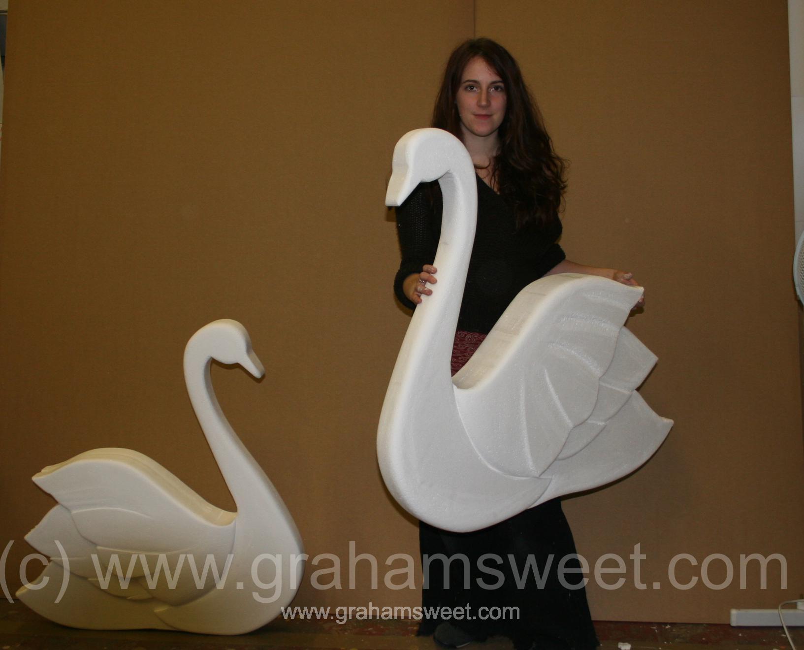 polystyrene swans