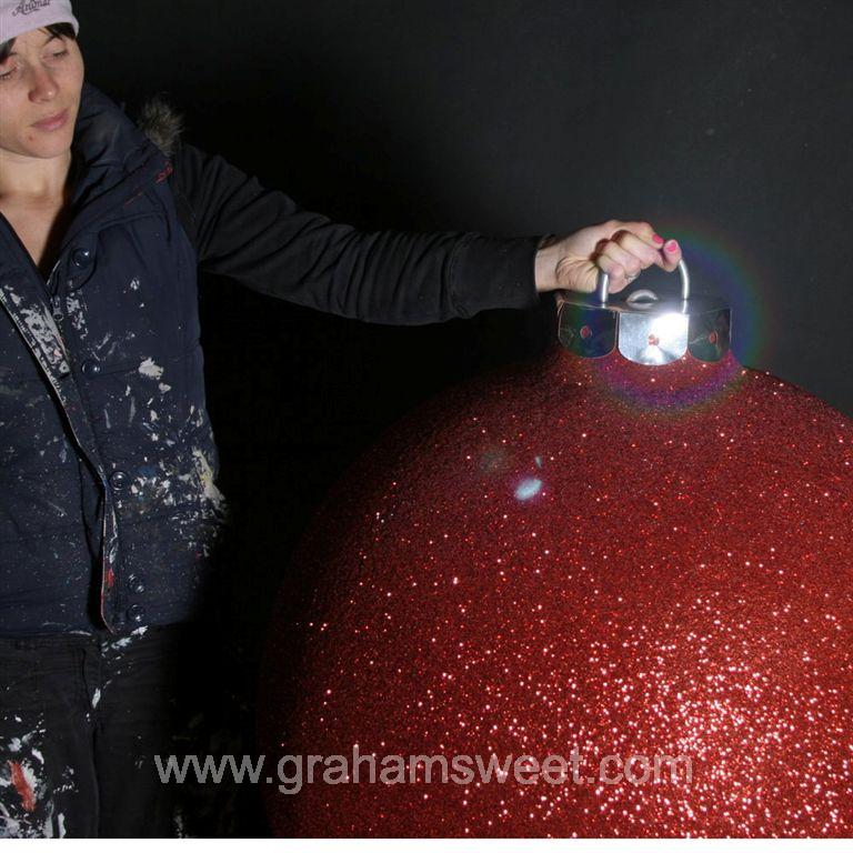 800mm diameter red glitter polystyrene bauble