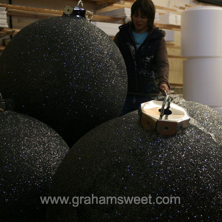 Gun Metal and dark silver 800mm glitter baubles