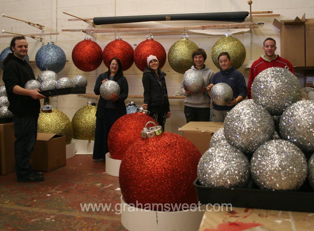 polystyrene glitter baubles