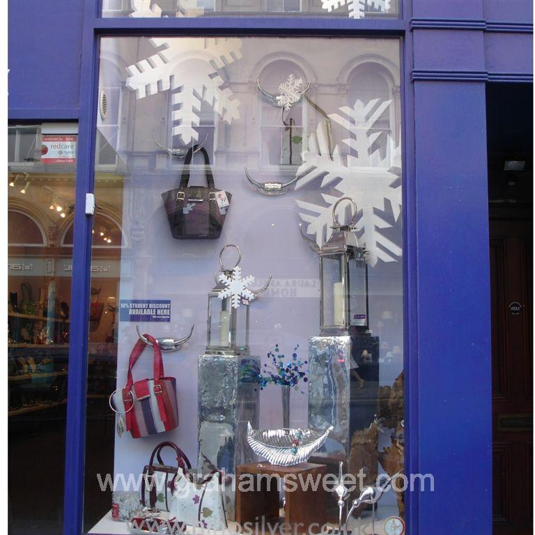 Hi Ho Silver snowflake window display