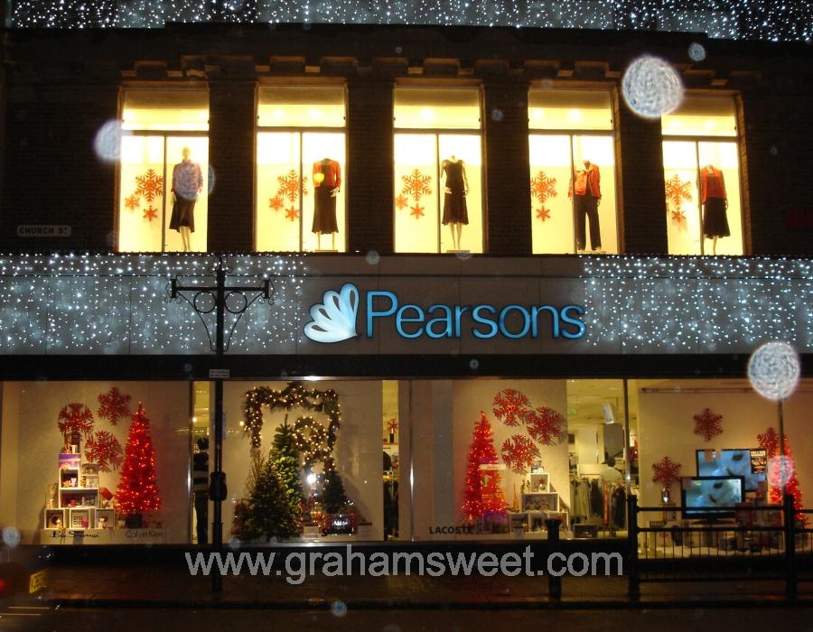 Christmas snowflakes window display