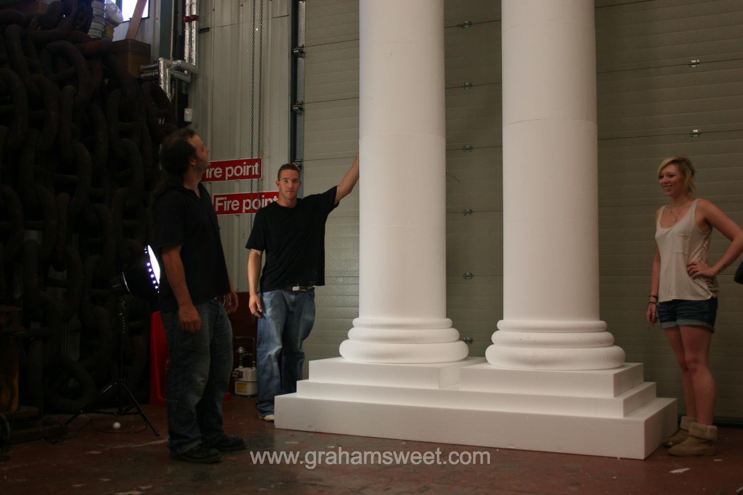 plain white polystyrene pillars