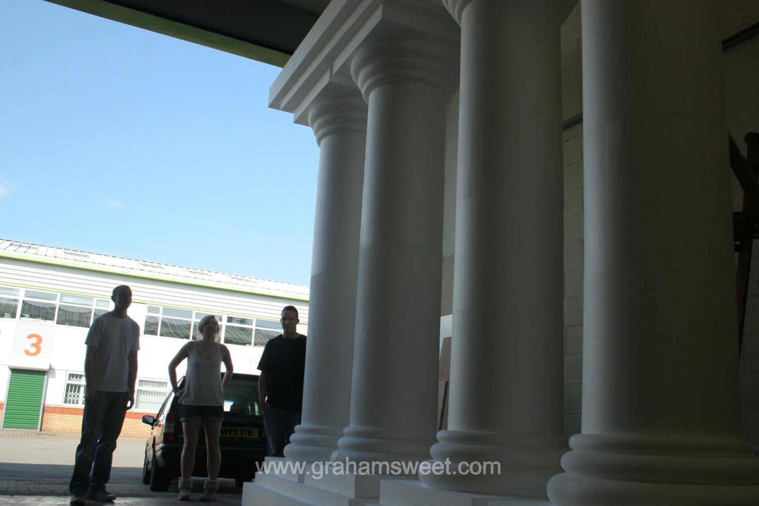 plain white polystyrene pillars