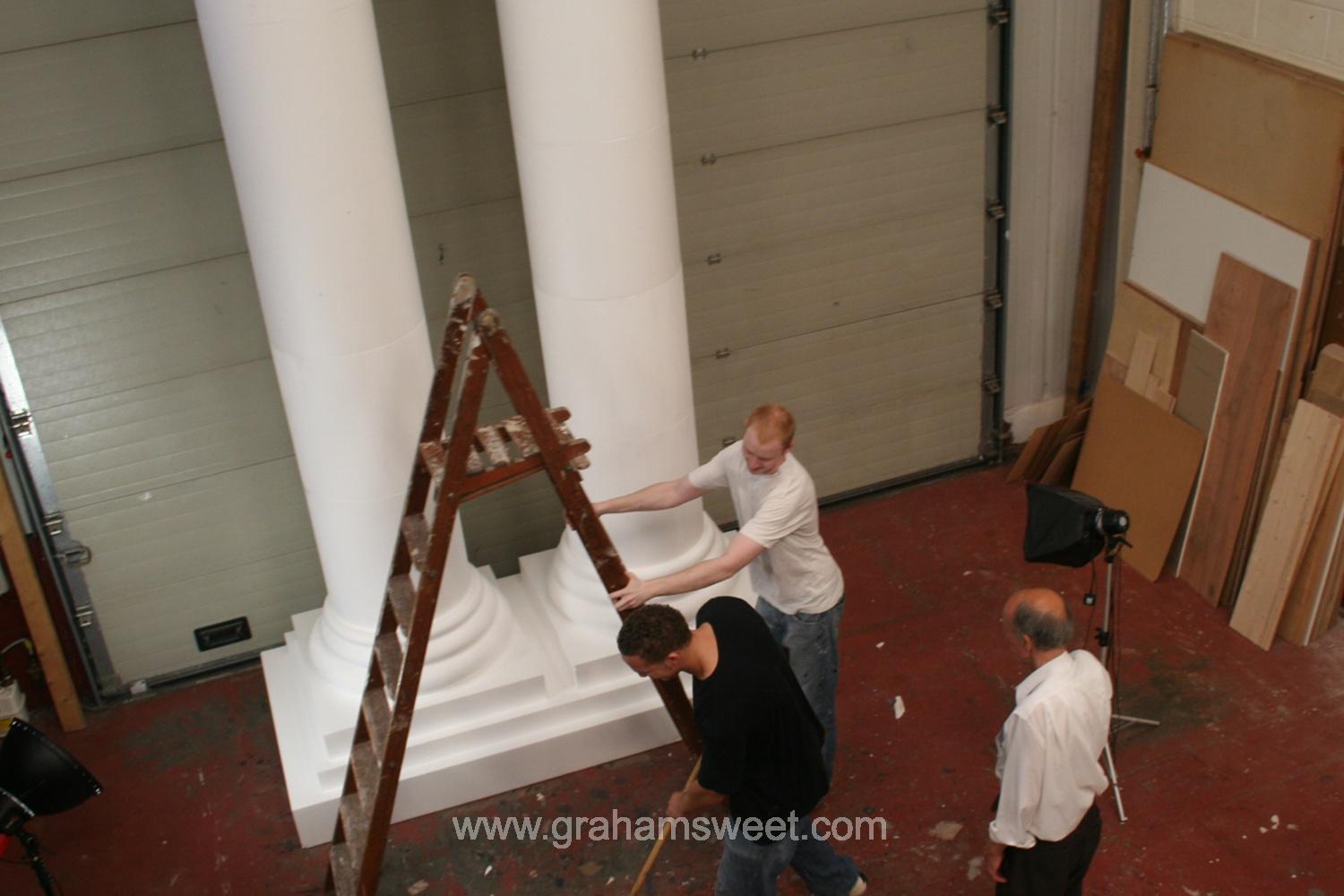 plain white polystyrene pillars