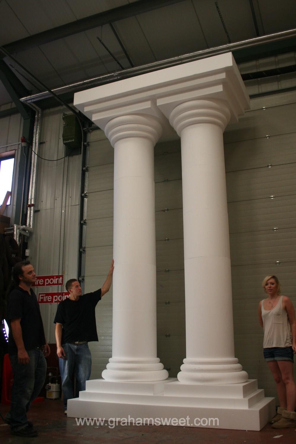 plain white polystyrene pillars