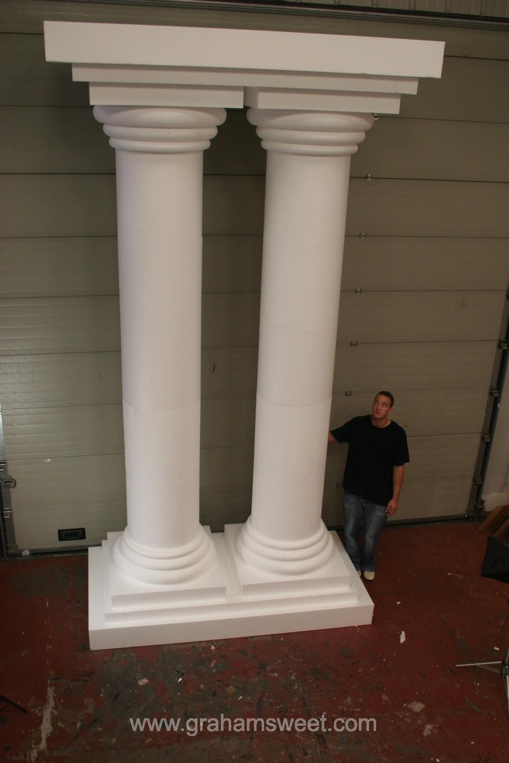 plain white polystyrene pillars