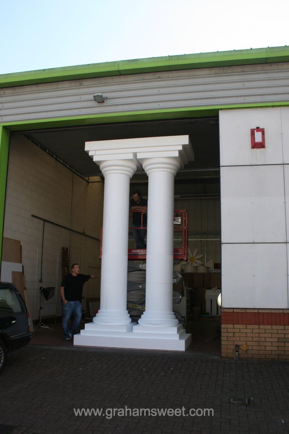 plain white polystyrene pillars