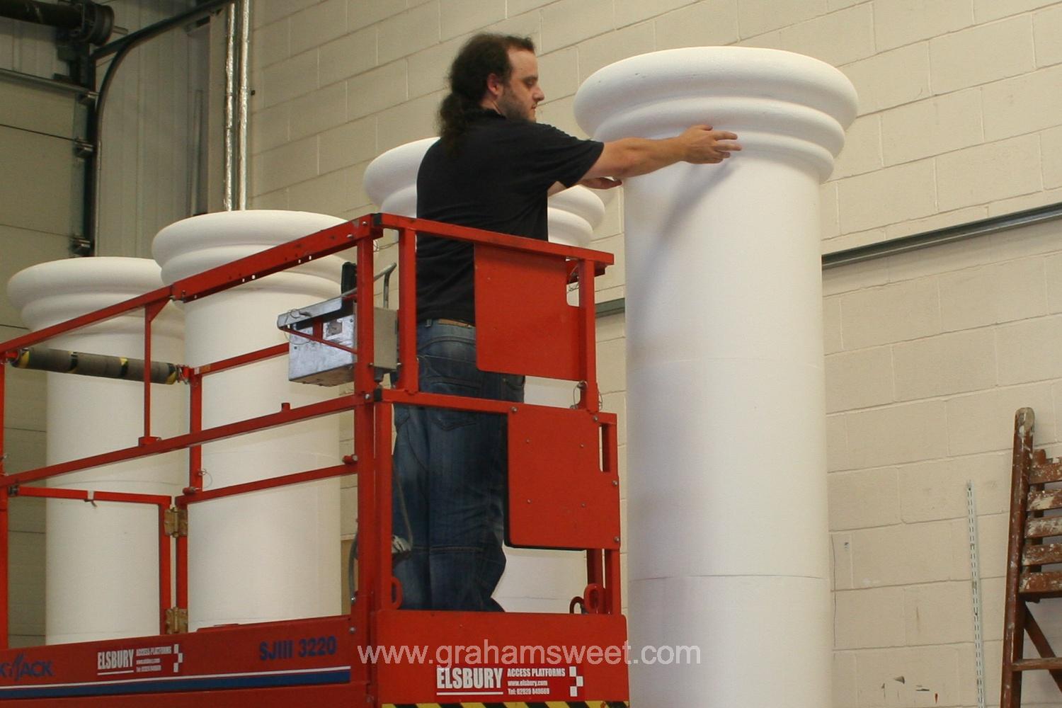 plain white polystyrene pillars