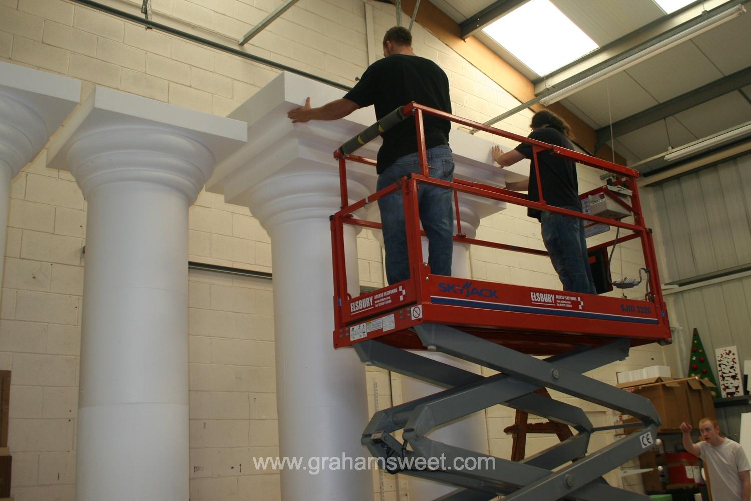 plain white polystyrene pillars