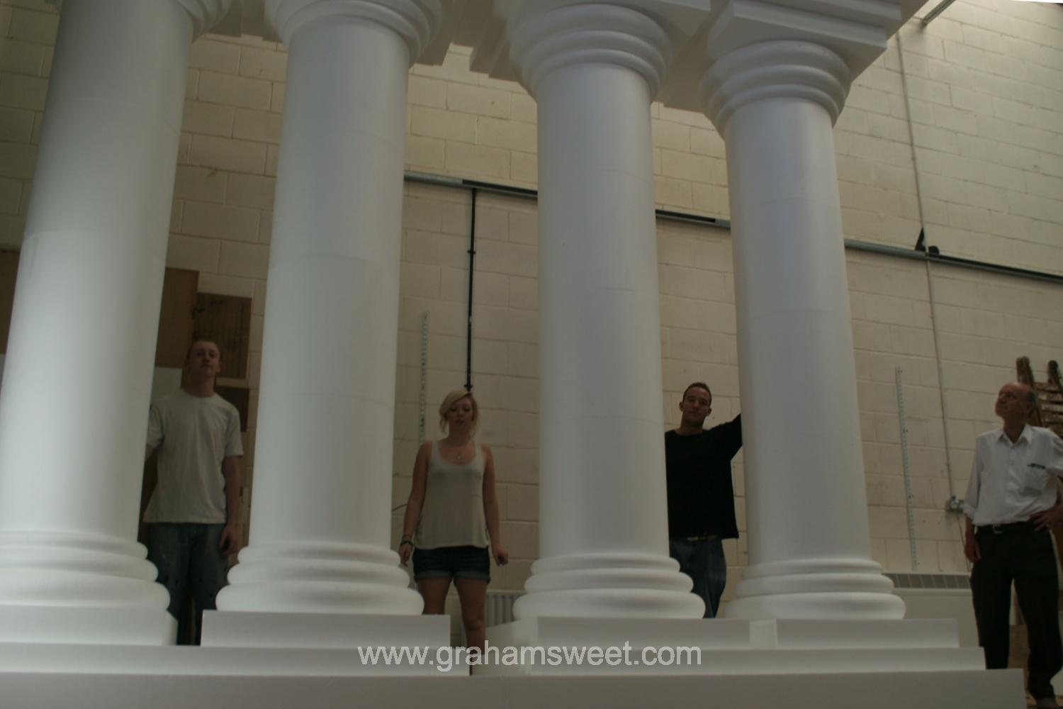 plain white polystyrene pillars