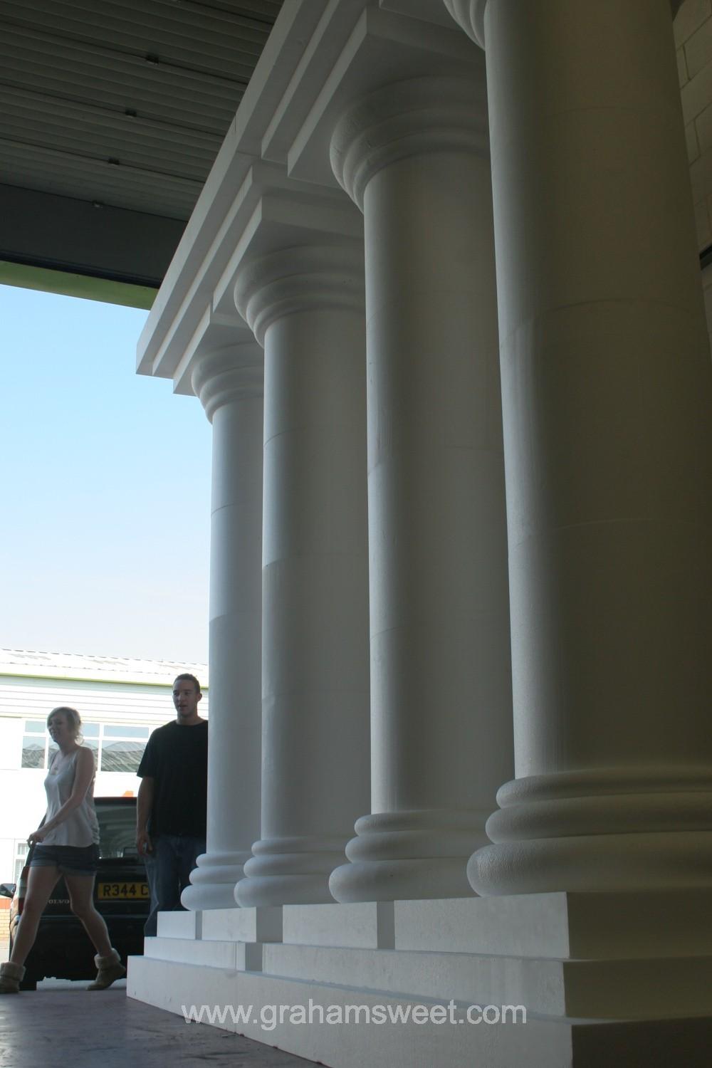 plain white polystyrene pillars