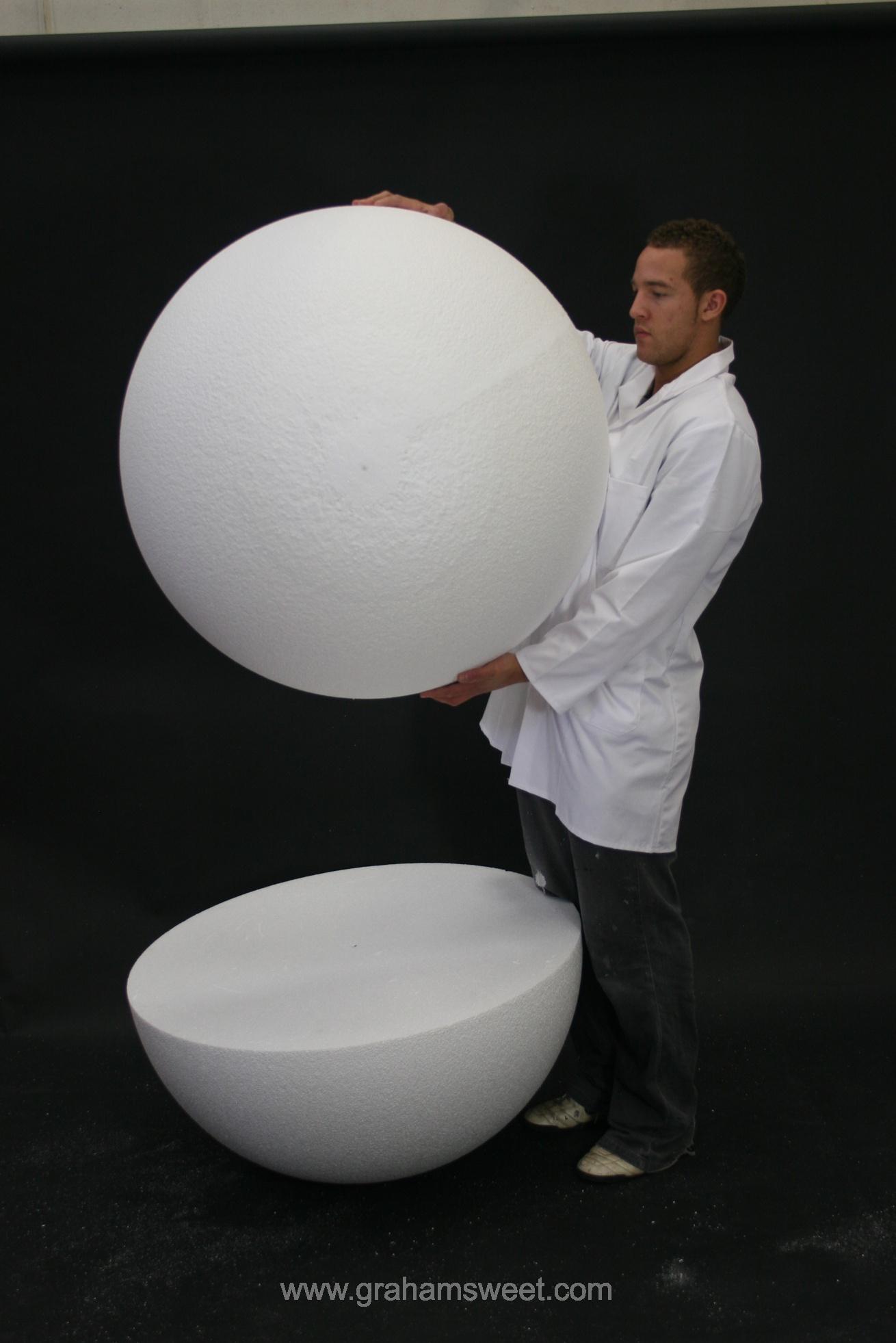 front face of polystyrene ball