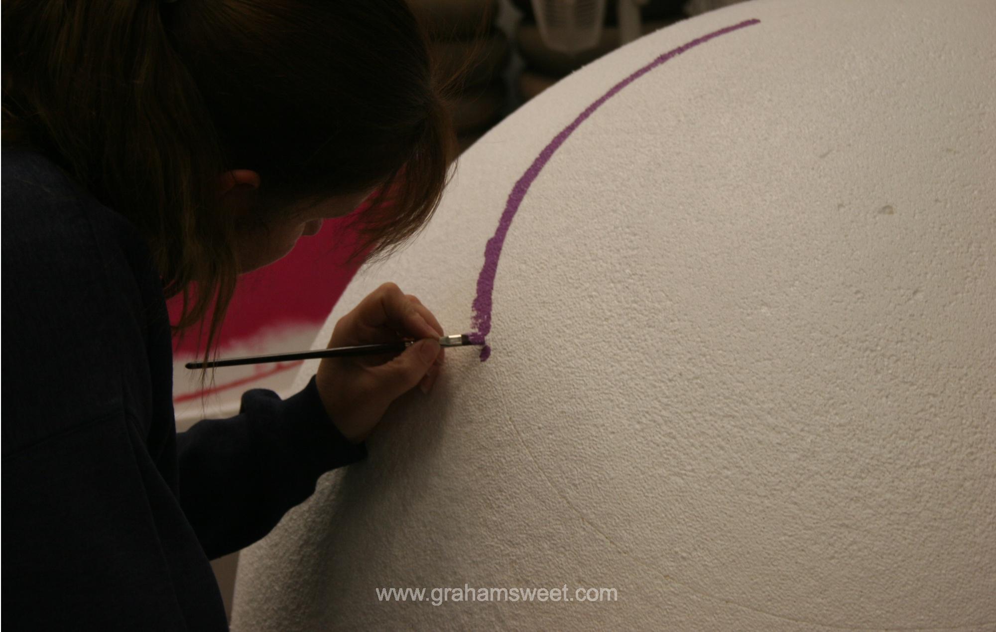painting onto polystyrene ball