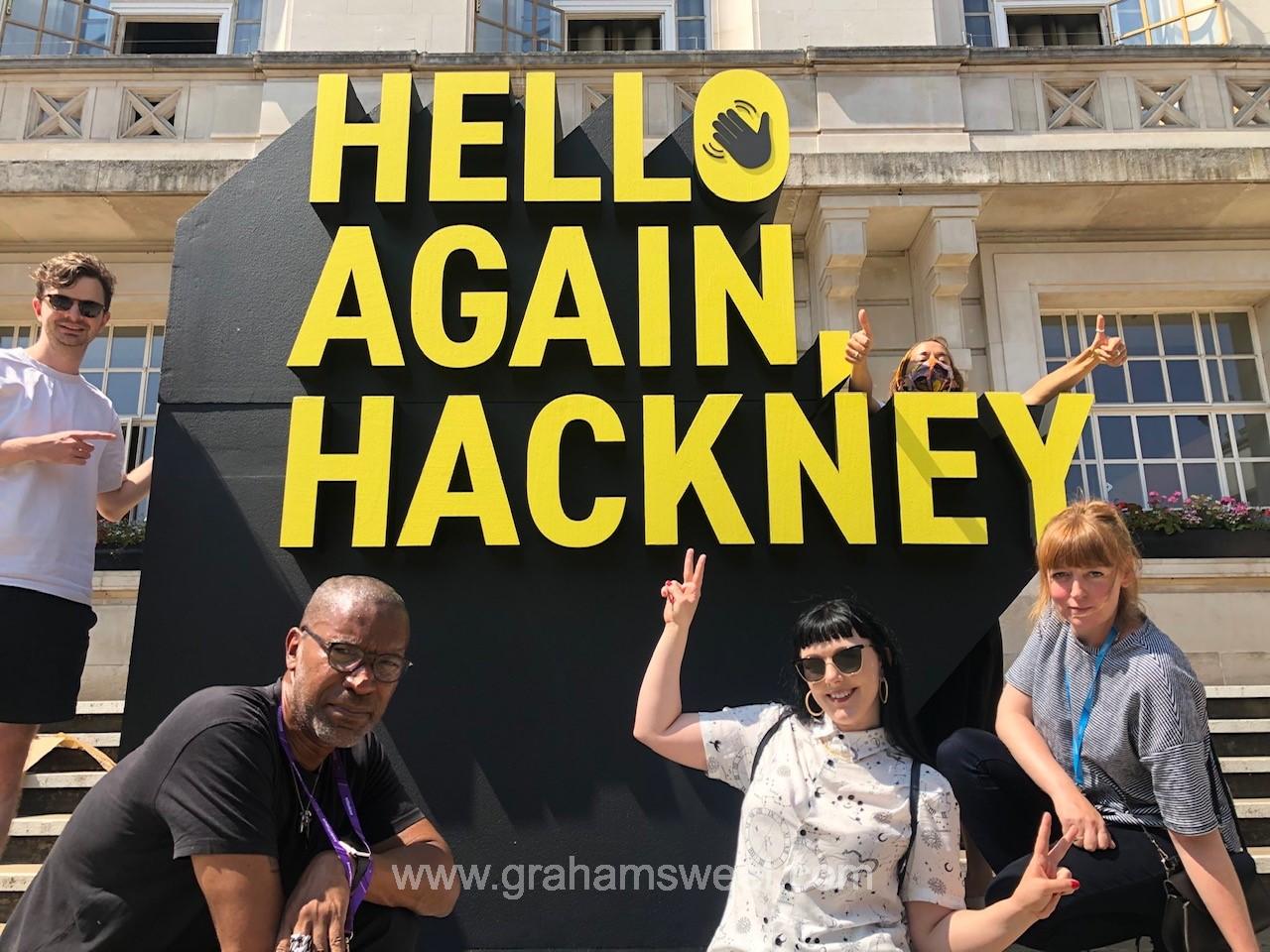 large polystyrene sign hello again hackney 01