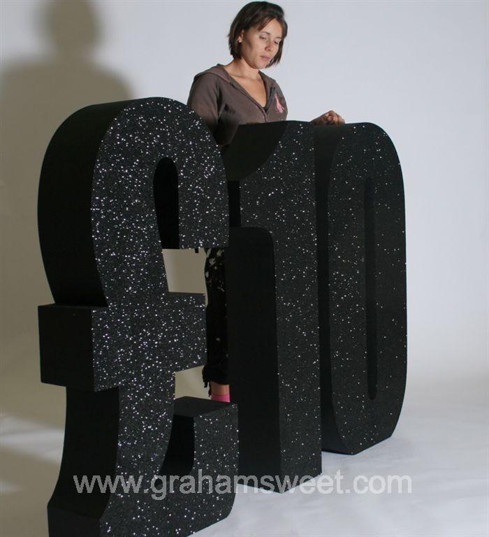  10 - 4 foot high - covered in black glitter