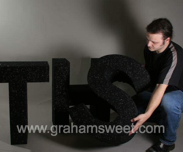 black glitter letters