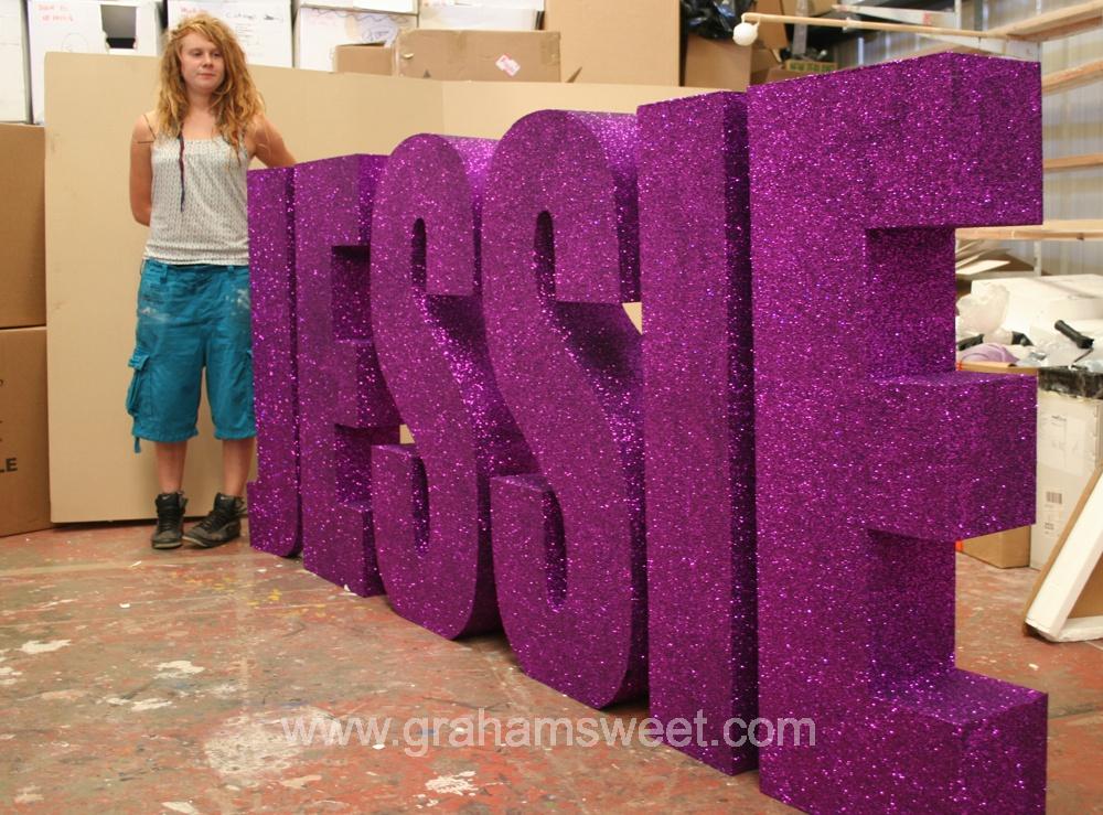 jessie letters - purple glitter