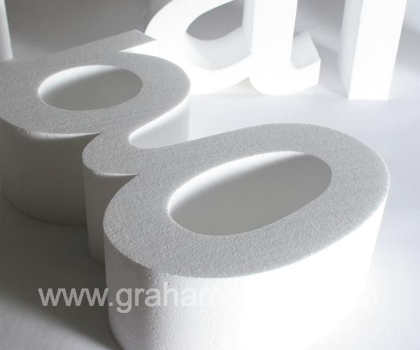 plain white polystyrene letters