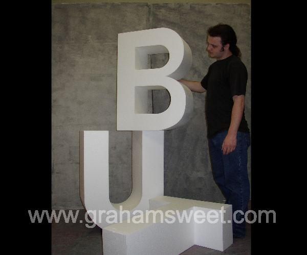 plain white polystyrene letters