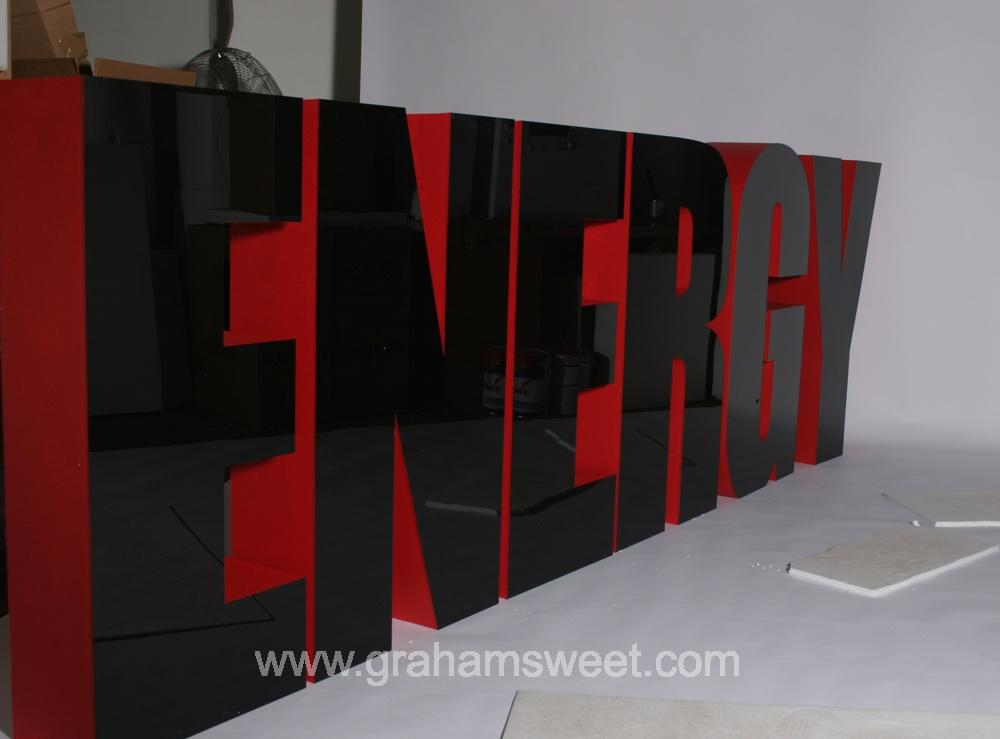 coke energy acrylic faced letters