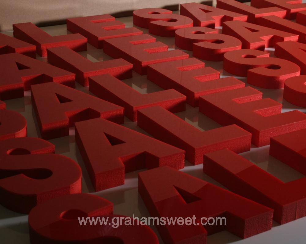 red sale letters