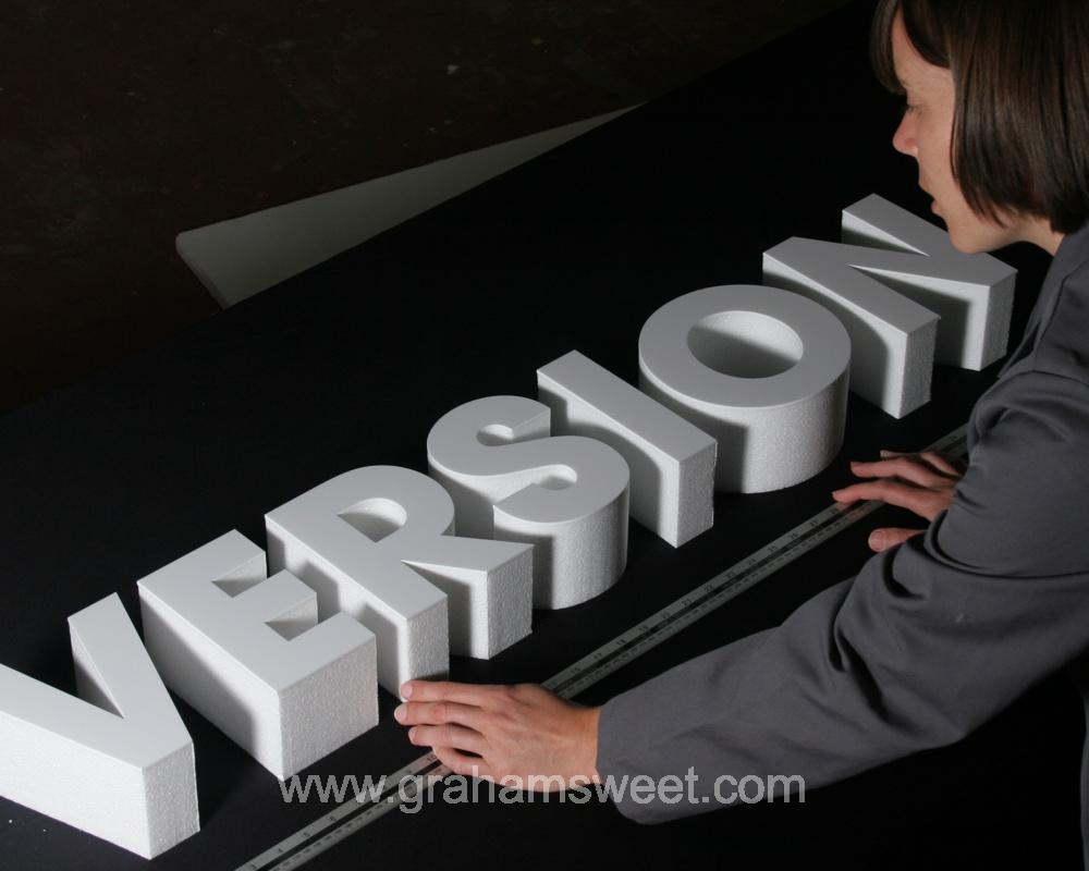 white VERSION poly letters - faced with 3 mm white acrylic