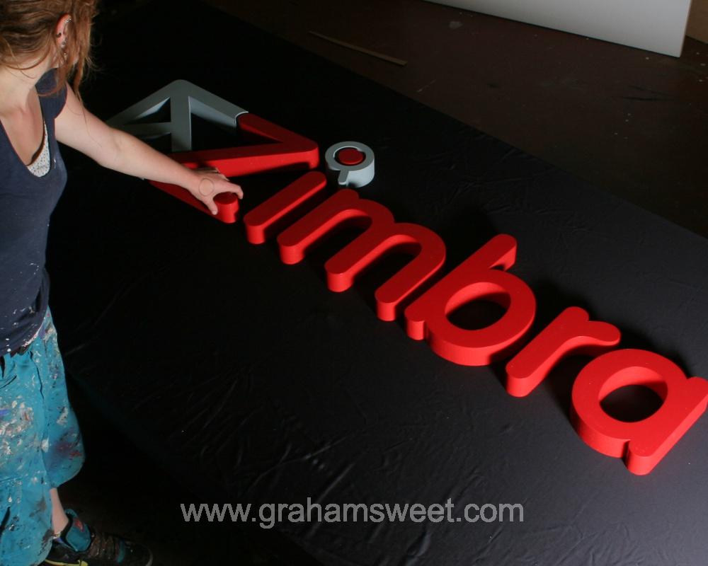 zimbra acrylic faced letters