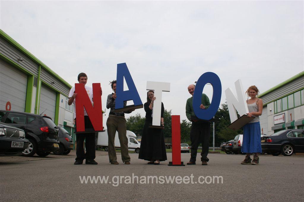 painted polystyrene letters