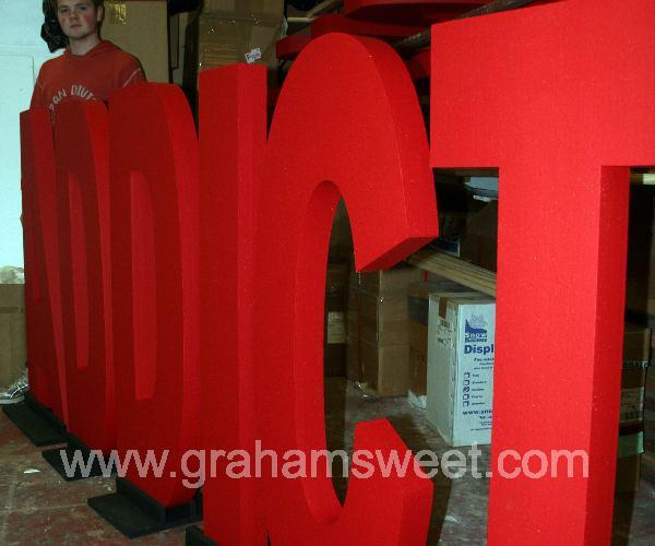 free standing painted polystyrene letters