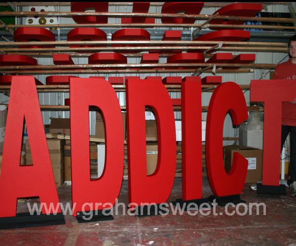 free standing painted polystyrene letters