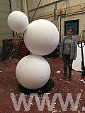 polystyrene balls - on a steel stand