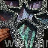close up of glittered star and fabric center sections