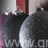 black gunmetal and pink glitter baubles