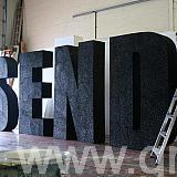 1800mm high polystyrene letters - covered in black glitter