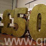 2m high polystyrene 50 - covered in gold glitter