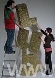 gold glittered polystyrene letters