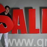 red sale letters - Impact condensed - vinyl faced - suspended