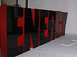 coke energy acrylic faced letters