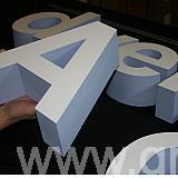 polystyrene letters - faced with white acrylic - sides painted blue