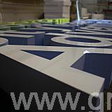 polystyrene letters - faced with white acrylic - sides painted various colours