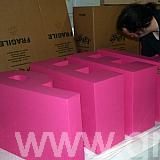 big pink painted polystyrene letters