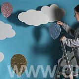 Polystyrene Clouds and 2d poly glittered balloons2