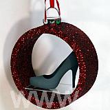 580 m diameter red glittered bauble shelf - with no backing