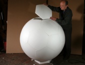 placing the top hexagon on a 4 foot polystyrene ball.