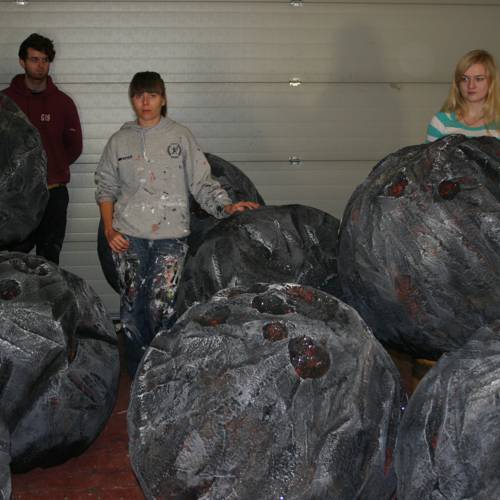 1000mm diameter meteorites - produced form polystyrene.