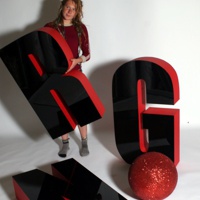 1165mm high, impact condensed 3d letters. Black Acrylic facing, with painted red edges.