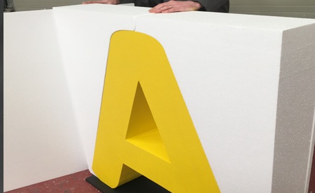 polystyrene letter A in its packing.